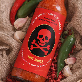 Hot sauce with skull on label weinetikett