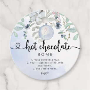 Hot-Schokolade-Bombe-Tag. Watercolor Winter Geschenkanhänger
