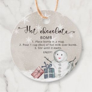 Hot-Schokolade-Bombe-Tag. Winterwärme Kakaobombe F Geschenkanhänger