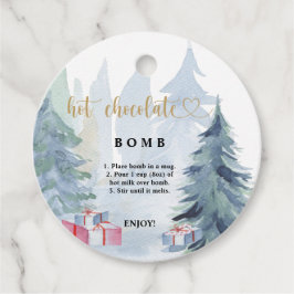 Hot-Schokolade-Bombe-Tag. Winterwärme Kakaombe Geschenkanhänger