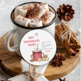 Hot-Schokolade-Bombe-Tag. Winterwärme Kakaombe Geschenkanhänger