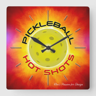 Hot Shots im Pickleball 1 Wall-Uhren Optionen Quadratische Wanduhr