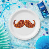 Hot Sizzling Yummy Mustache Bacon Textur Pappteller (Party)