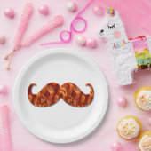Hot Sizzling Yummy Mustache Bacon Textur Pappteller (Party)