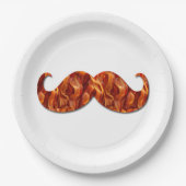 Hot Sizzling Yummy Mustache Bacon Textur Pappteller (Vorderseite)