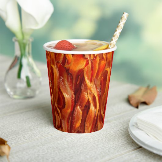 Hot Sizzling Yummy Salty Bacon Textur Pappbecher (In Situ)