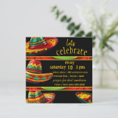 Hot Sombrero | Rot-Gelb-Grün | Fiesta Themed Einladung (Stehend Vorderseite)