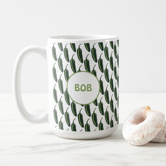 HOT & SPICY Jalapeño Chile Paprikaschoten Muster C Kaffeetasse (Mit Donut)