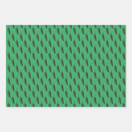 HOT & SPICY Jalapeño Chile Paprikaschoten Muster Geschenkpapier Set (Vorderseite)