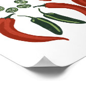 HOT & SPICY Jalapeño Chile Paprikaschoten Muster K Poster (Ecke)