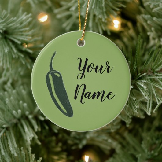 HOT & SPICY Jalapeño Chile Pepper CUSTOM Keramik Ornament (Baum)