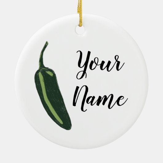 HOT & SPICY Jalapeño Chile Pepper CUSTOM Keramik Ornament (Hinten)