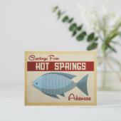Hot Springs Arkansas Blue Fish Vintage Travel Postkarte (Stehend Vorderseite)