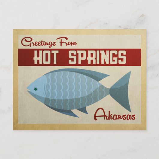 Hot Springs Arkansas Blue Fish Vintage Travel Postkarte (Vorderseite)