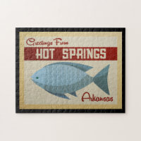 Hot Springs Arkansas Blue Fish Vintage Travel