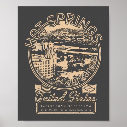 HOT SPRINGS ARKANSAS - STADT WARTER SPRINGS VINTAG POSTER (Vorne)