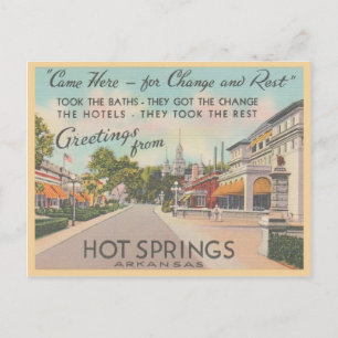 Hot Springs Arkansas Vintag Greetings Postcard Postkarte