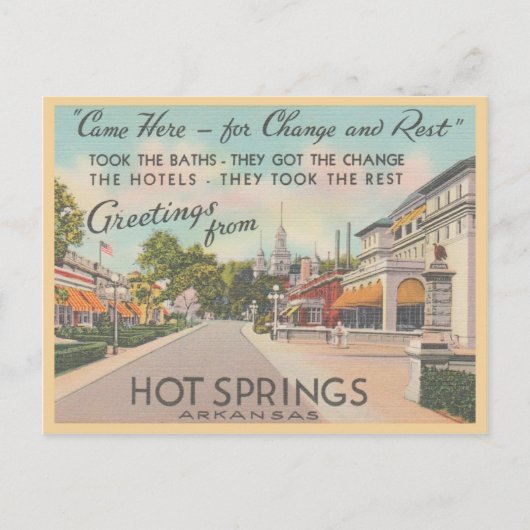 Hot Springs Arkansas Vintag Greetings Postcard Postkarte (Vorderseite)