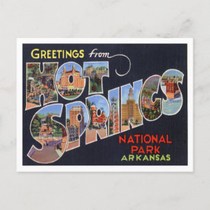 Hot Springs, Arkansas Vintage Große Buchstaben Pos Postkarte