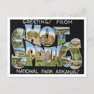 Hot Springs, Arkansas Vintage Große Buchstaben Pos Postkarte