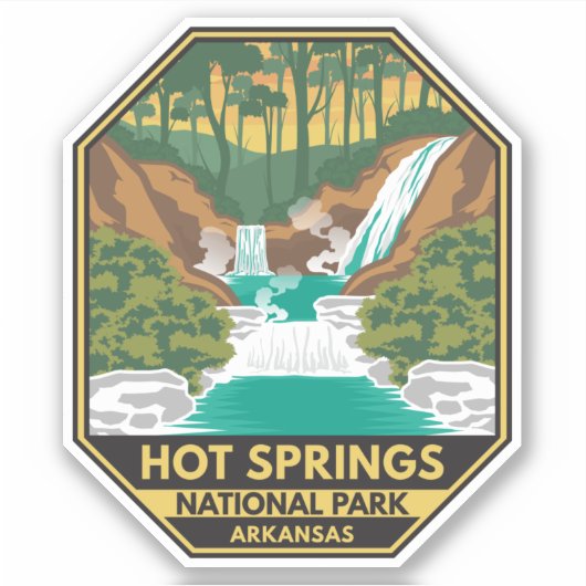 Hot Springs Nationalpark Arkansas Retro Aufkleber (Vorderseite)