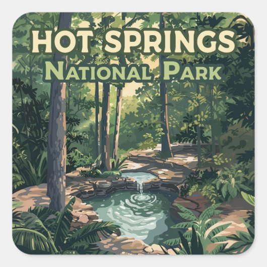 Hot Springs Nationalpark Arkansas Retro Quadratischer Aufkleber (Vorderseite)
