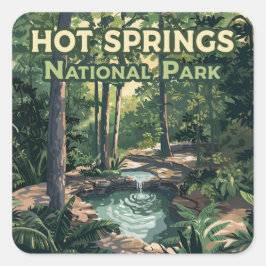 Hot Springs Nationalpark Arkansas Retro Quadratischer Aufkleber