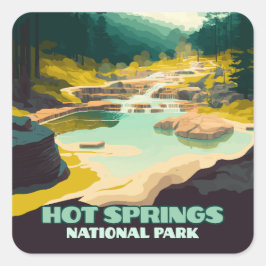 Hot Springs Nationalpark Arkansas Vintag Retro Quadratischer Aufkleber