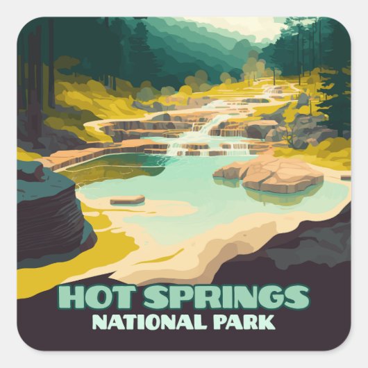 Hot Springs Nationalpark Arkansas Vintag Retro Quadratischer Aufkleber (Vorderseite)