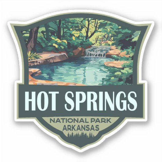 Hot Springs Nationalpark Illustration Retro Abzeic Aufkleber (Vorderseite)