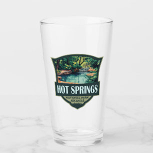Hot Springs Nationalpark Illustration Retro Abzeic Glas