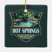 Hot Springs Nationalpark Illustration Retro Abzeic Keramikornament (Rückseite)