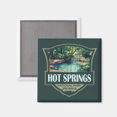 Hot Springs Nationalpark Illustration Retro Abzeic Magnet (Vorderseite/Rückseite)