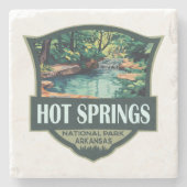 Hot Springs Nationalpark Illustration Retro Abzeic Steinuntersetzer (Vorderseite)