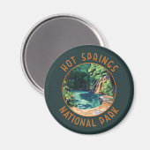 Hot Springs Nationalpark Retro Distressed Circle Magnet (Vorderseite/Rückseite)