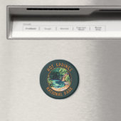 Hot Springs Nationalpark Retro Distressed Circle Magnet (In Situ (Geschirrspüler))