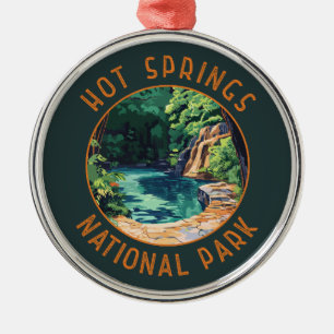 Hot Springs Nationalpark Retro Distressed Circle Ornament Aus Metall
