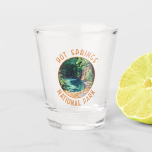 Hot Springs Nationalpark Retro Distressed Circle Schnapsglas