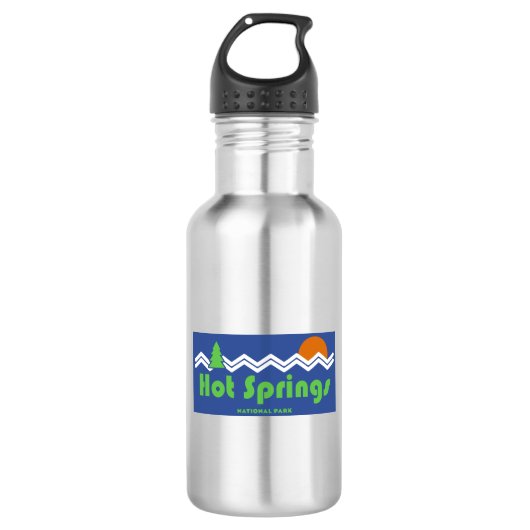 Hot Springs Nationalpark Retro Edelstahlflasche (Vorderseite)
