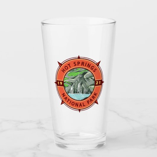 Hot Springs Nationalpark Retro Kompass Emblem Glas (Vorderseite)