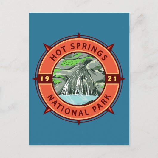 Hot Springs Nationalpark Retro Kompass Emblem Postkarte (Vorderseite)