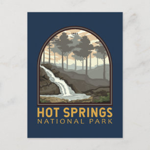 Hot Springs Nationalpark Vintages Emblem Postkarte