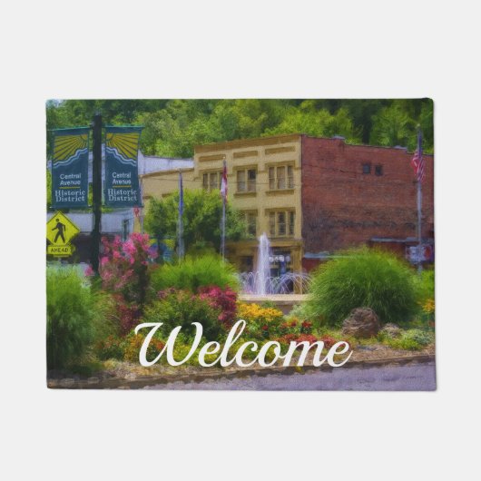 Hot Springs Roundabout Painterly Welcome Doormat Fußmatte (Vorderseite)