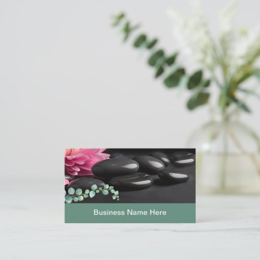 Hot Stone Massage Therapy Business Cards Visitenkarte (Stehend Vorderseite)