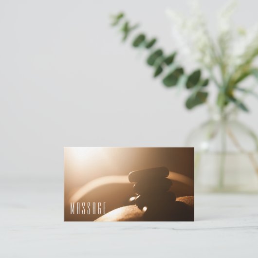 Hot Stones Massage Therapy Business Cards Visitenkarte (Stehend Vorderseite)