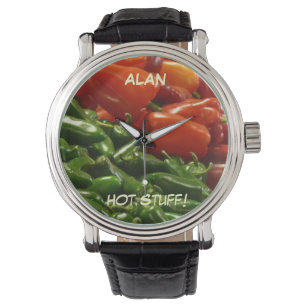 Hot Stuff, Chile Peppers, Chilies, Name, Wrist Armbanduhr