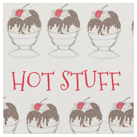 HOT STUFF Eiscreme Sonntag Valentinstag Stoff (Nahaufnahme)