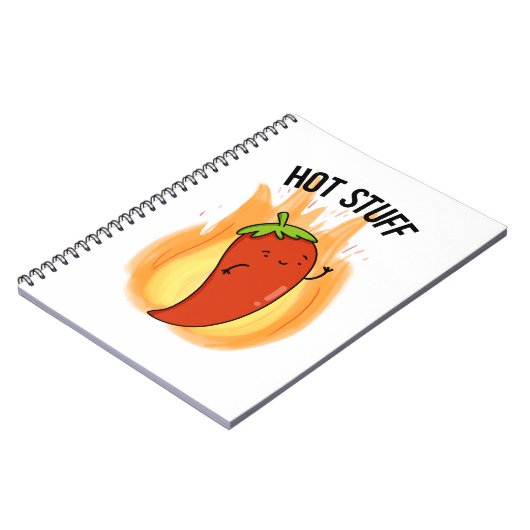 Hot Stuff Funny Red Hot Chili Pfeffer Puff Notizblock (Linke Seite)