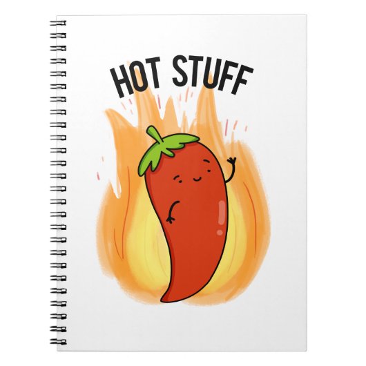 Hot Stuff Funny Red Hot Chili Pfeffer Puff Notizblock (Vorderseite)