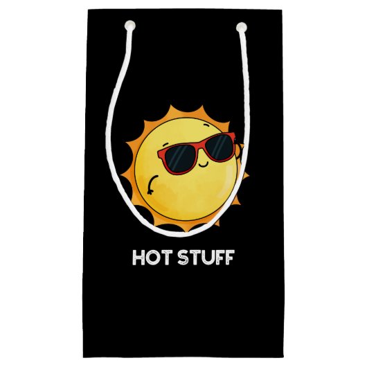 Hot Stuff Funny Sun Pun Dark BG Kleine Geschenktüte (Vorderseite)